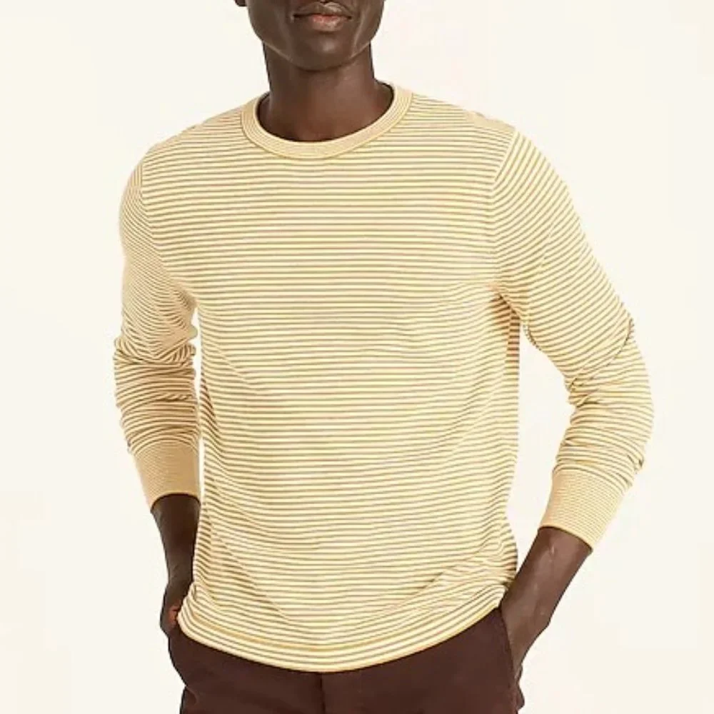 J. Crew Cotton split-hem sweater in stripe XL